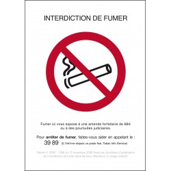 Autocollant vinyl - Interdiction interdit de fumer rectangle - L.148 x H.210 mm
