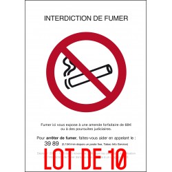 Interdiction interdit de fumer rectangle - L.148 x H.210 mm