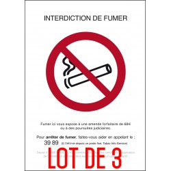 Autocollant vinyl - Interdiction interdit de fumer rectangle - L.148 x H.210 mm