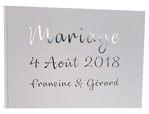UTTSCHEID Livre d'or Mariage Personnalisé - Lettres chromées ou dorées -100 Pages - Qualité Premium