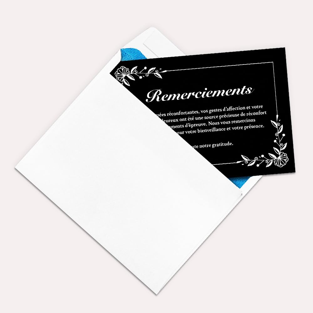 UTTSCHEID Cartes Remerciement - Deuil – Condoléances - Décès Obsèques - Cartes avec Enveloppes – Format A6 (10,5 x 14,8 cm) - Harmonie Florale