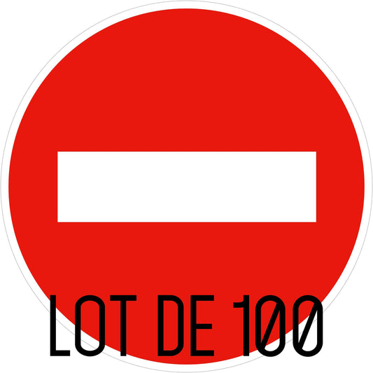 Autocollant vinyl - Panneau de sens interdit - Diamètre de 200 mm - 100