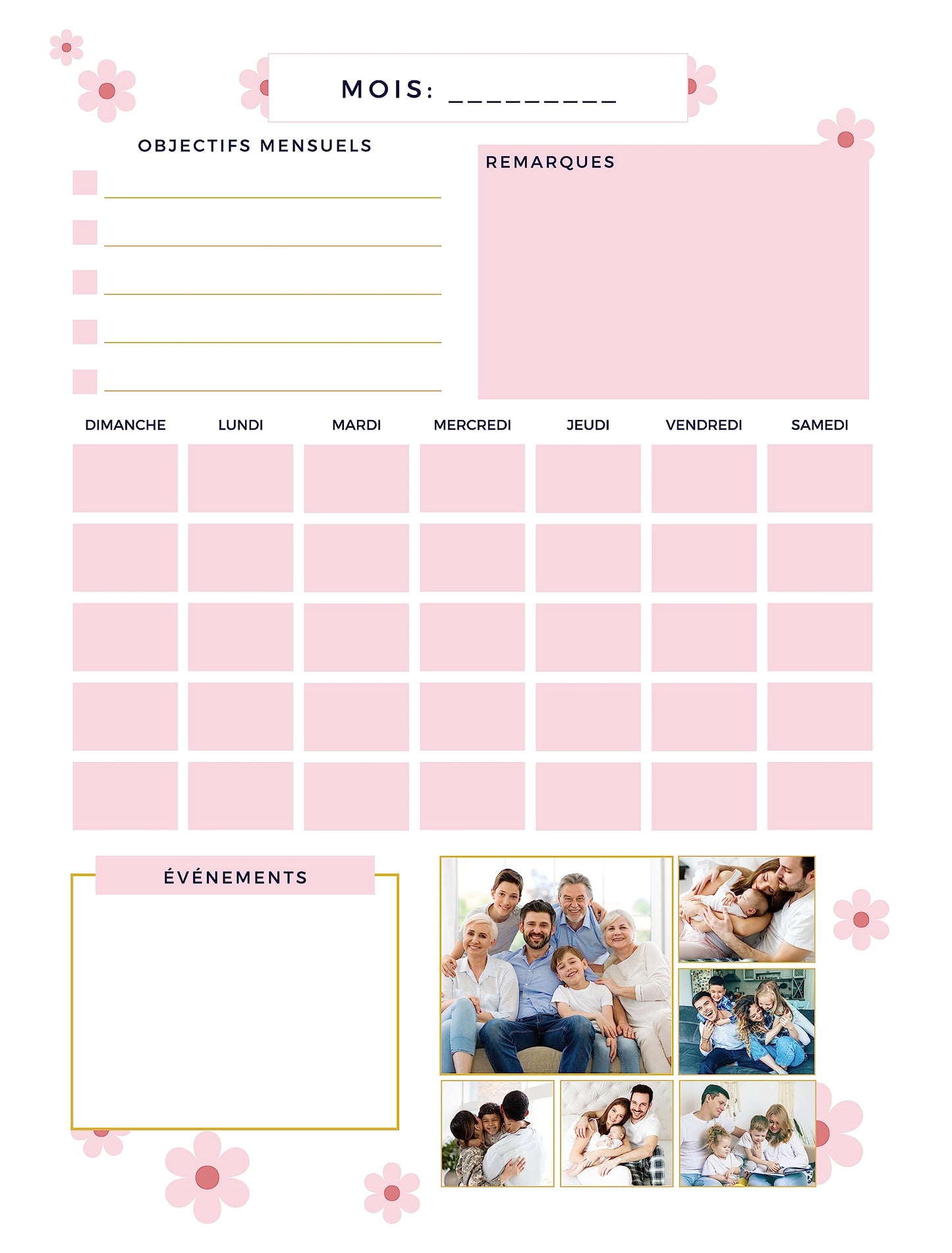 Calendrier Personnalisé Magnétique ou adhésif - Planning Repas Familiaux - Emploi du temps - Tâches - Tableau Aimanté - Hebdomadaire - Mensuel (Planning mensuel perpétuel)