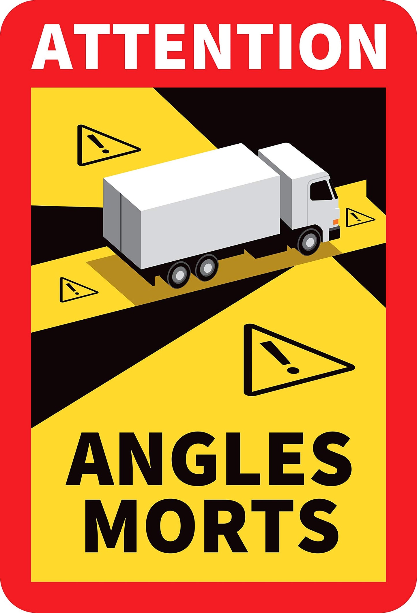 Angles morts sur les véhicules lourds - Autocollant waterproof - L.170 x H.250 - Lot de 6