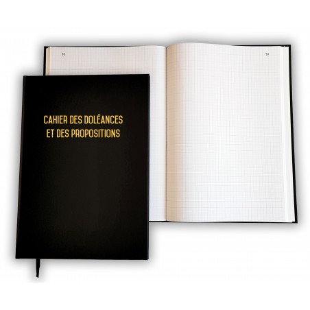 Registre folioté numéroté Vertical 32 x 25 cm - 100 pages - Couverture noire - Quadrillé - Petits carreaux - Qualité Premium